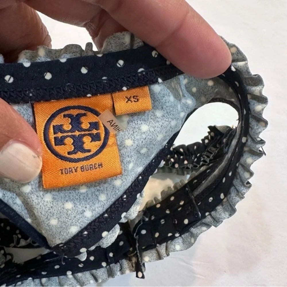 Tory Burch Polka Dot Underwire Bikini Swim Top Navy Blue Size‎ XS